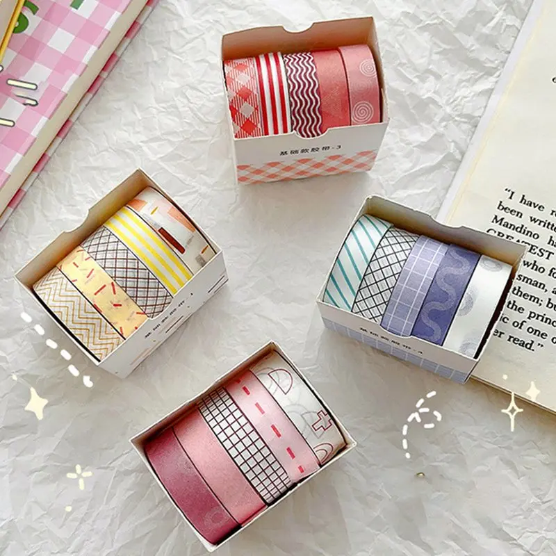 

5pcs/box Morandi Color Washi Tape Set DIY Scrapbooking for Junk Journal Solid Color Deco Masking Tape Stationery School Supplies