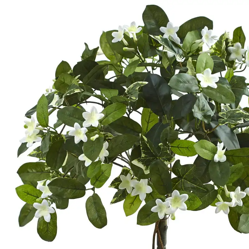 

"Lush, Green Stephanotis Topiary: Plastic Artificial Plant with Included Planter - Perfect for Home & Office Décor"