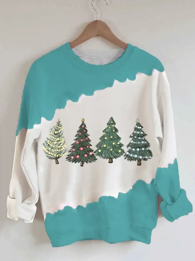 

Women's Christmas Tree Print Sweatshirt