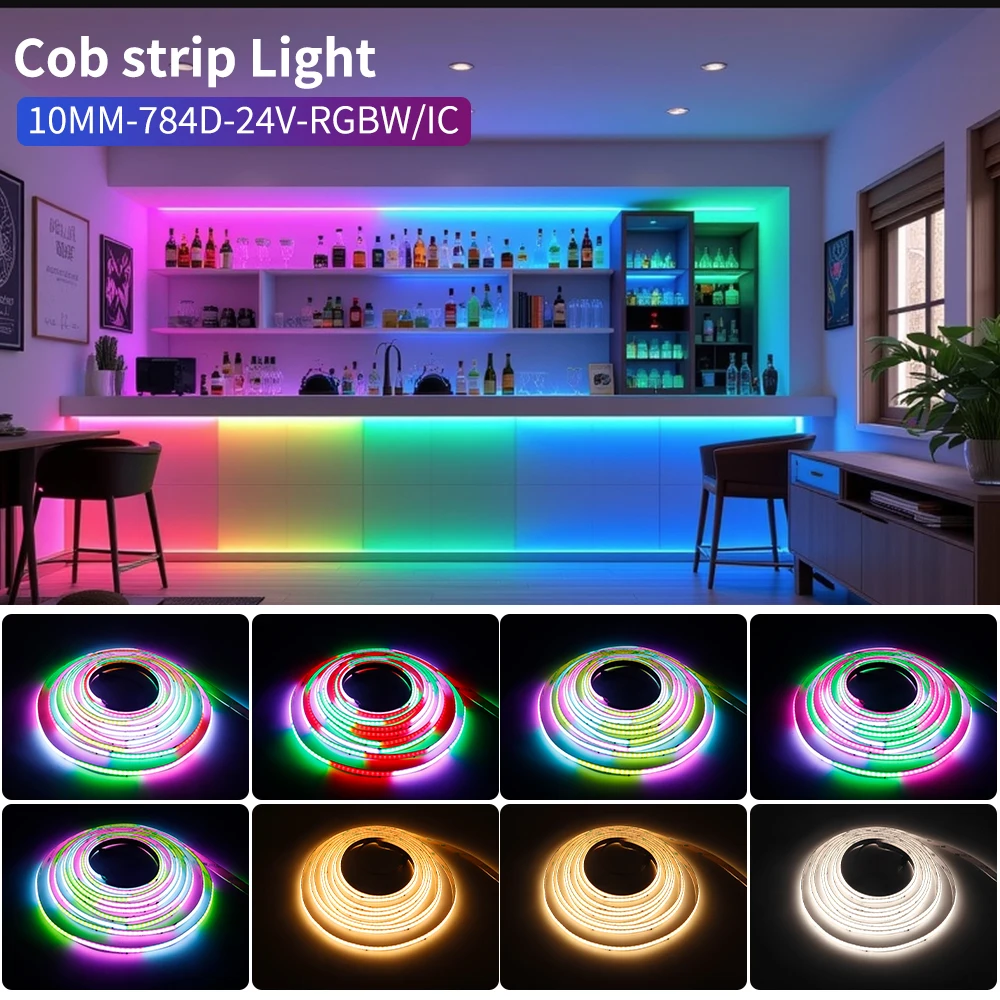 Светодиодная лента COB DC24V WS2814, 784 светодиодам, адресная, RGBW, RGBNW, RGBWW, гибкая, с эффектом «Dream Colors», FOB COB лента, RA90 (art.: 3920da449644c) - 3920da449644c