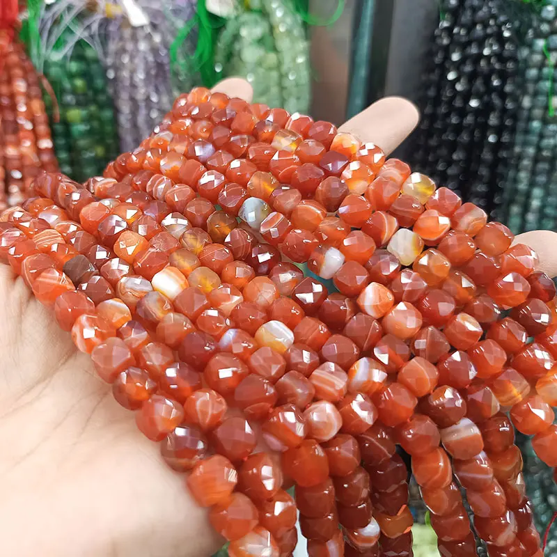 Граненый кубик 8 мм натуральный черный персианагакатехин камень россыпью