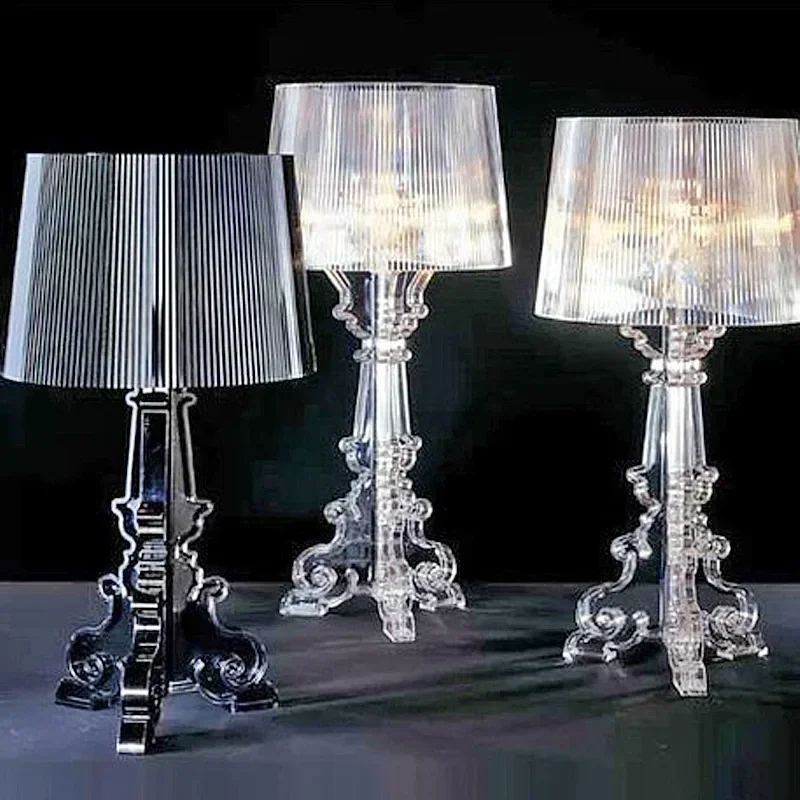 Фото Kartell Bourgie акриловая светодиодная настольная лампа для гостиной, спальни, кабинета, креативный прикроватный декор, современный прозрачный торшер №3