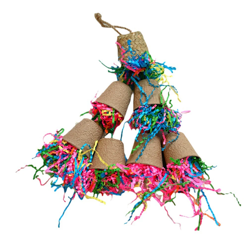 Игрушки для попугая больших птиц разноцветная ротанговая кукурузная шелуха