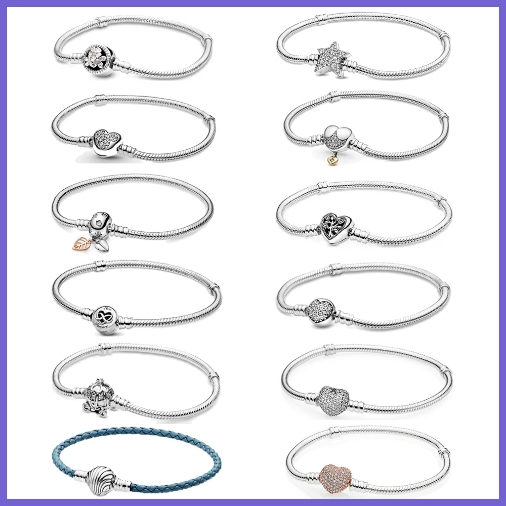 Новые оригинальные серебряные бриллиантовые браслеты безопасные бусины с