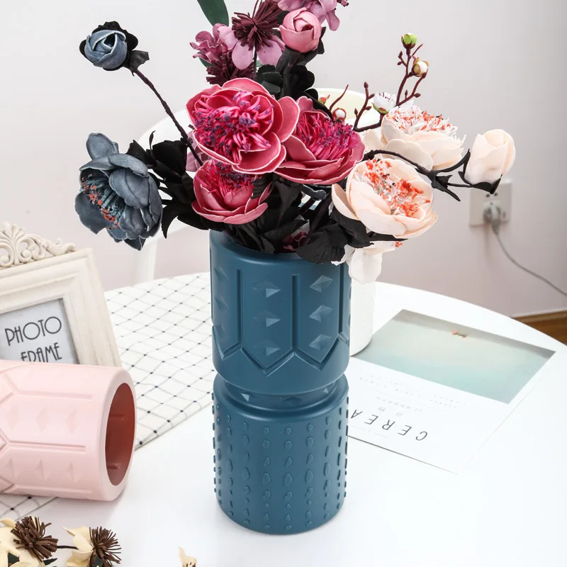 

Plastic Vase Living Room Decoration Ornaments Modern Origami Plastic Vases for Flower Arrangements Home Decoration