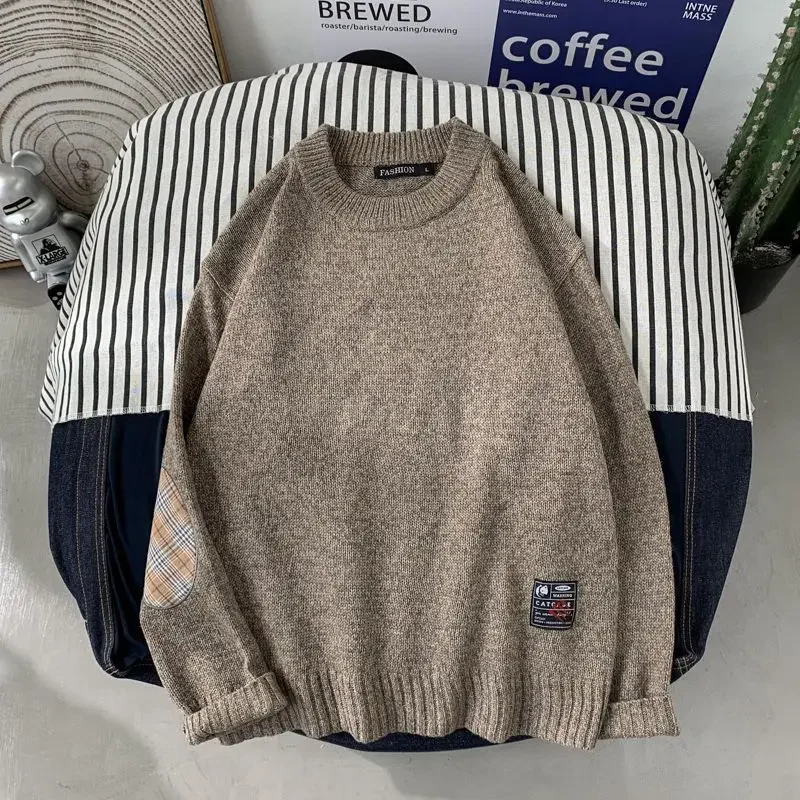 Трикотаж оверсайз свободный крой вязаные свитера для мужчин пуловер в корейском