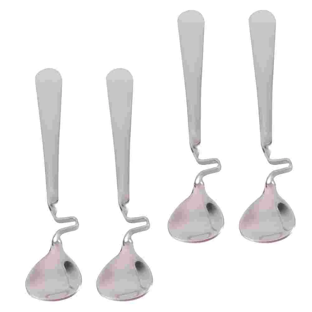 

4Pcs Stainless Steel Stirring Spoons Rustproof Curving Coffee Spoons (Silver)