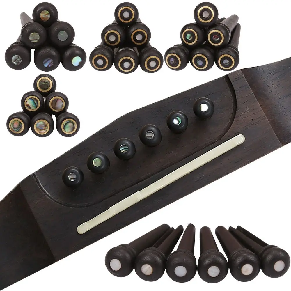 

Fixed Acoustic Solid Cone Guitar Accessories Rosewood Bridge Pins Guitar Strings Nail Fret Holder Inlaid shell