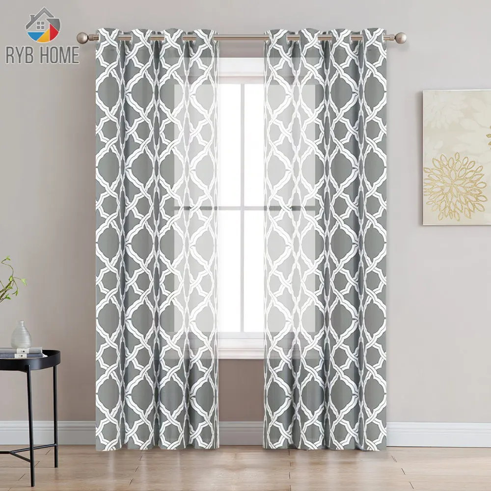 

Fish HOME 1 шт. прозрачная занавеска с принтом из марокканских узоров люверсы декоративные предметы с современной занавеской для гостиной спальни модная вуаль