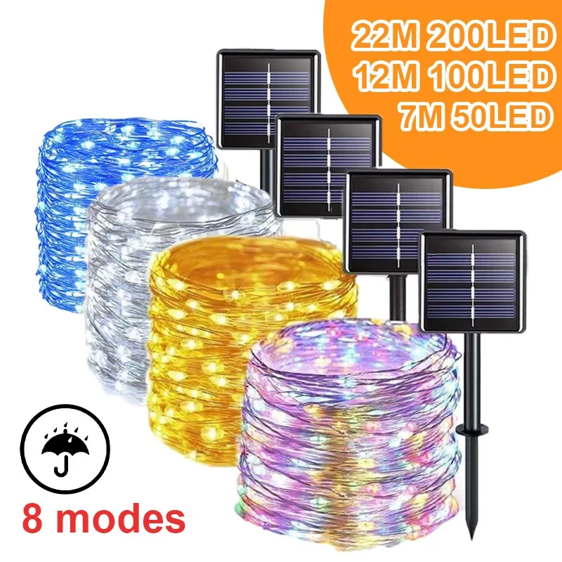 

Outdoor Garden Solar Light 200/100/50 LED Fairy Garland 8 Modes Garden Yard Tree Christmas Party Waterproof Copper Wire Lamp