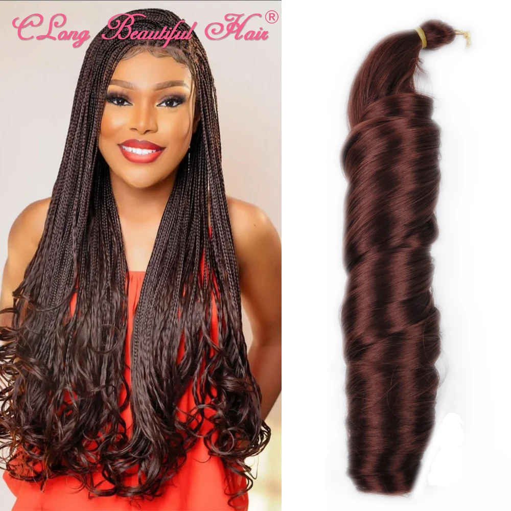 

CLong Wavy Crochet Braid Yaki Pony Style Spiral Loose shiny Silky Wave Hair French Curls Synthetic Curly Braiding Hair