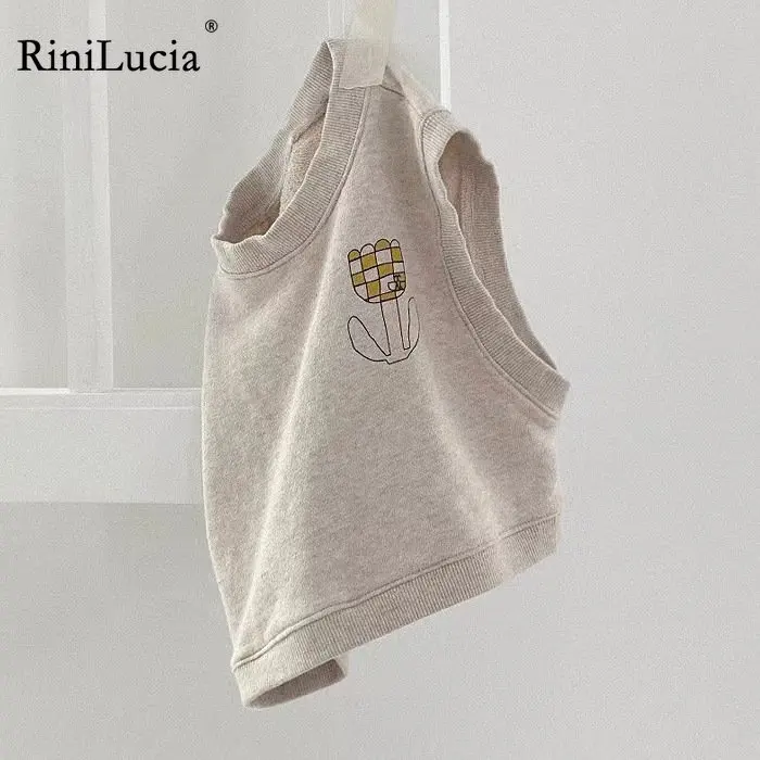

RiniLucia Baby Clothes Printed Vest Spring 2023 New Fashion Baby Girl Vest Sleeveless O Neck Warm Vest Boys Sweater Waistcoat