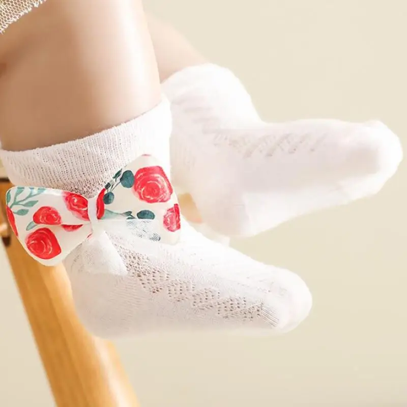 

Детские носки для девочек Новорожденные детские кружевные носки для маленьких девочек Нескользящие хлопковые разноцветные короткие носки...