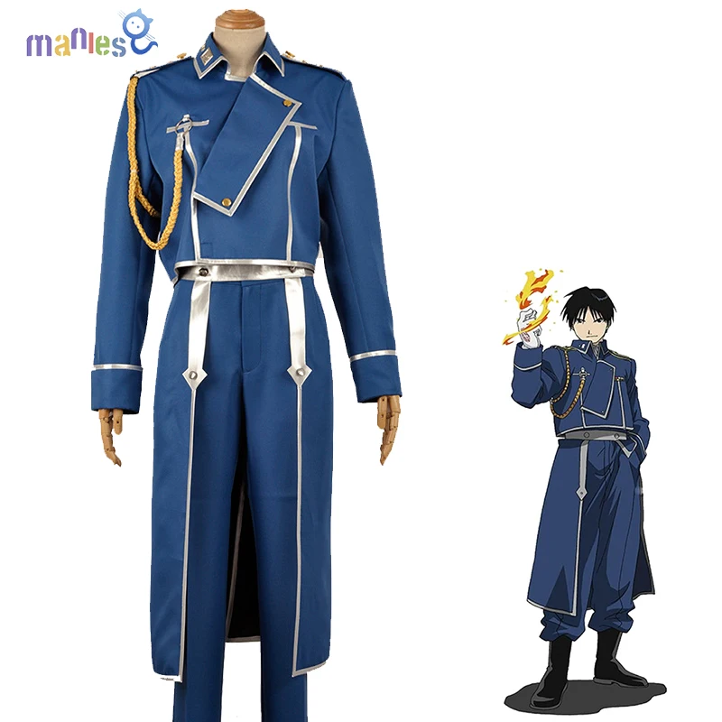 

Manles Anime Fullmetal Alchemist Cosplay Roy Mustang Costumes Military Uniform Suit Coat + Pants + Apron