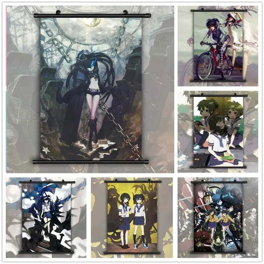 Черный Рок-шутер Аниме-плакат Холст Принт Классический Манто Манга Настенный