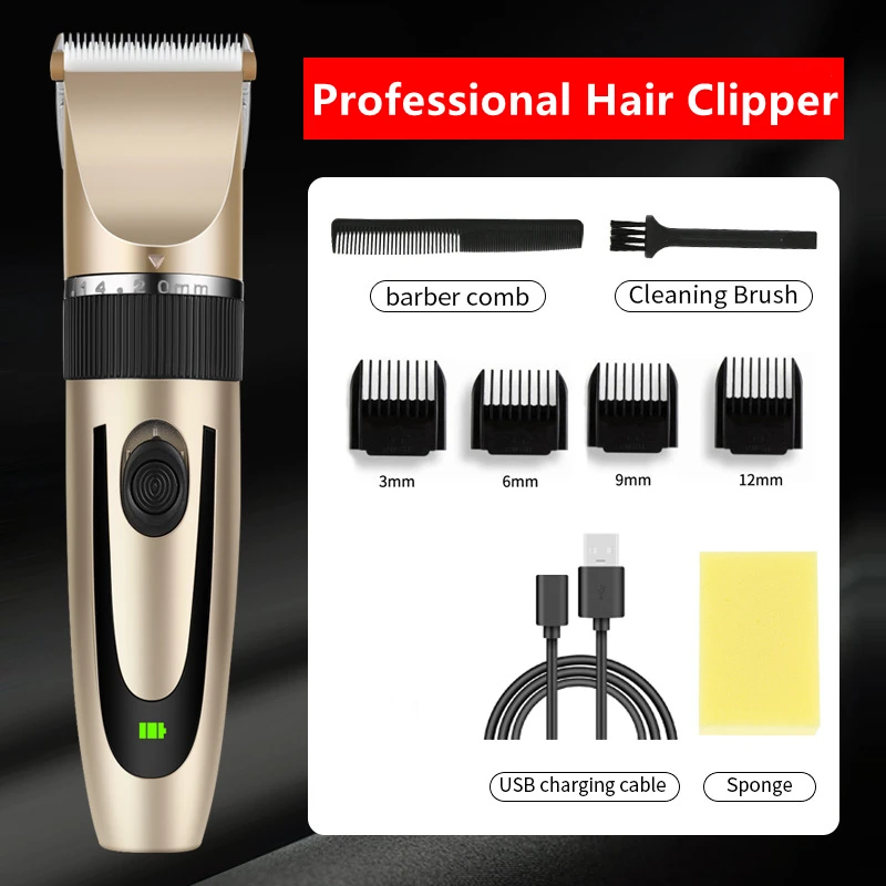 

Professional Hair Clipper USB Rechargeable Hair Cutting Machine Trimmer For Men Electric Hair Trimmer Cordless Shaver Trimmer