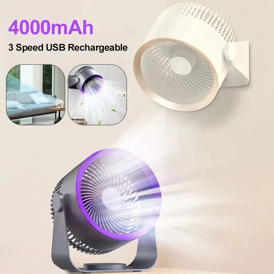 

New electric fan 4000mah rechargeable air circulation vertical fan summer cooling camping fan portable household desktop fan