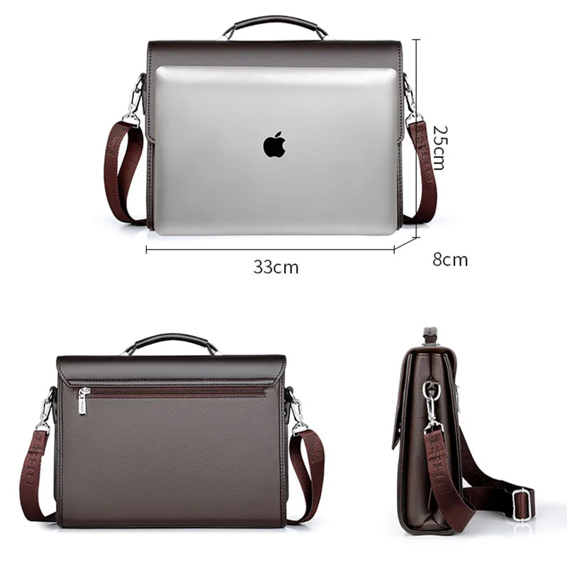Men's Business Briefcase,Brand Crossbody Bag High Quality PU Leather Shoulder Bag, Men's Top-Handle Computer Bag images - 6