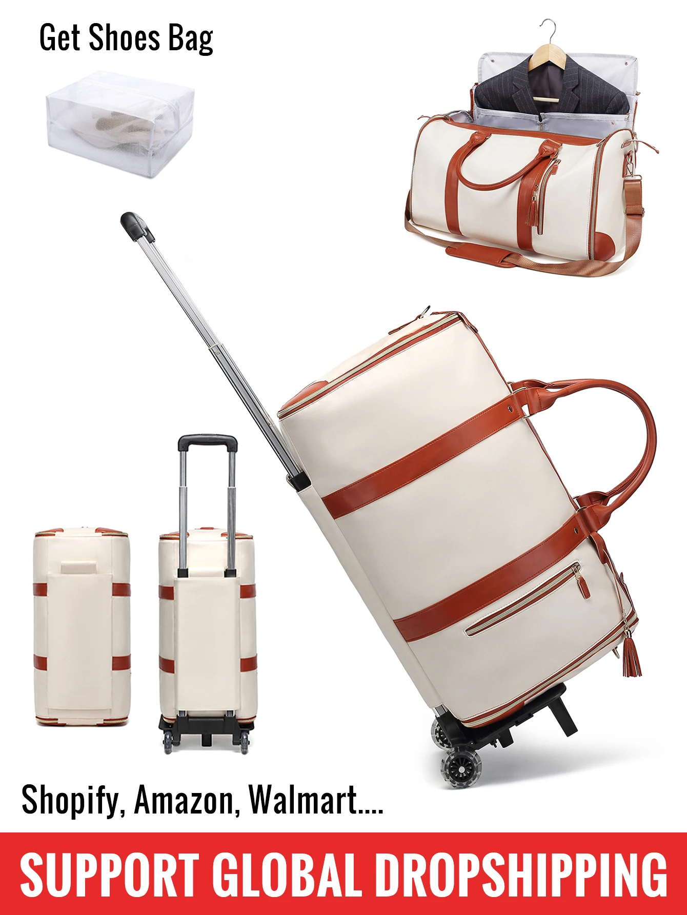 55 л Дорожный чехол для одежды Weekender переносной чемодан с сумкой обуви и ремешком