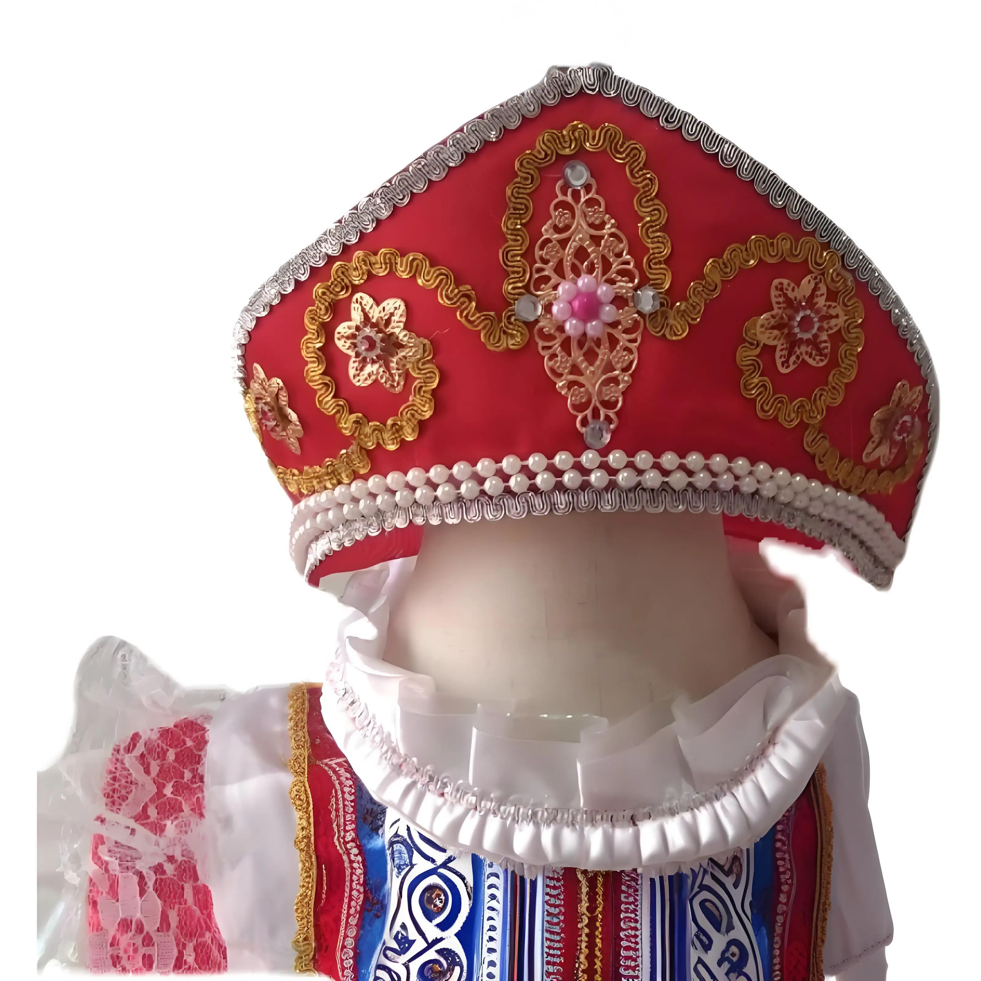 Фото Головной убор русских этнических меньшинств, женский складной повязка на голову ручной работы, Корона Тюдоров эпохи Возрождения, национальный танец, головной убор из бисера, корна №2