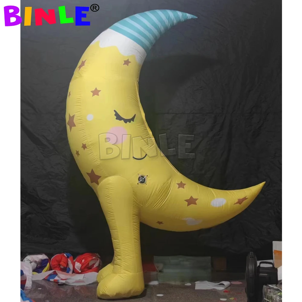 

2.5meters Tall Bespoke Inflatables Ramadan Decoration Walking Inflatable Moon And Stars Costume For Parade Event