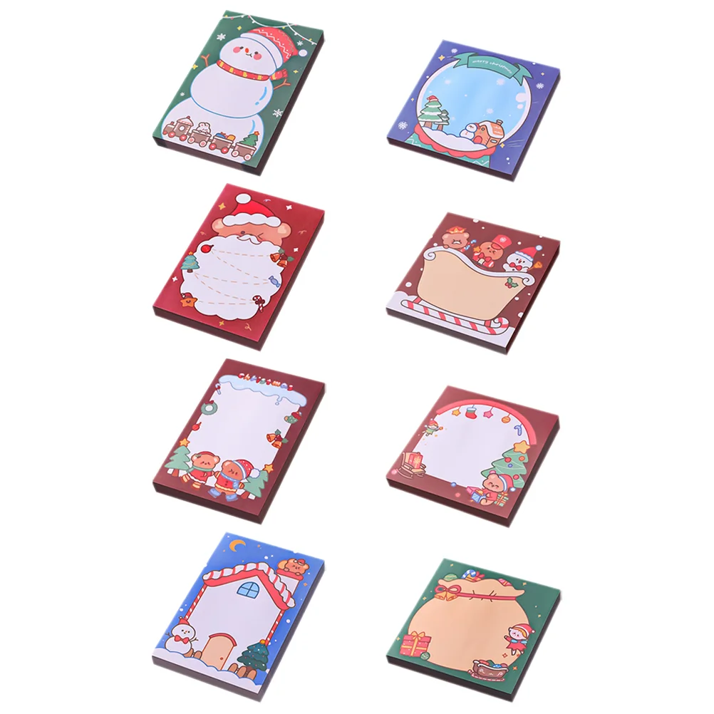 

8 Pcs Christmas Sticky Notes Adorable Memo Sticker School Pad Stickers Gift Paper Portable Student The Office Gifts