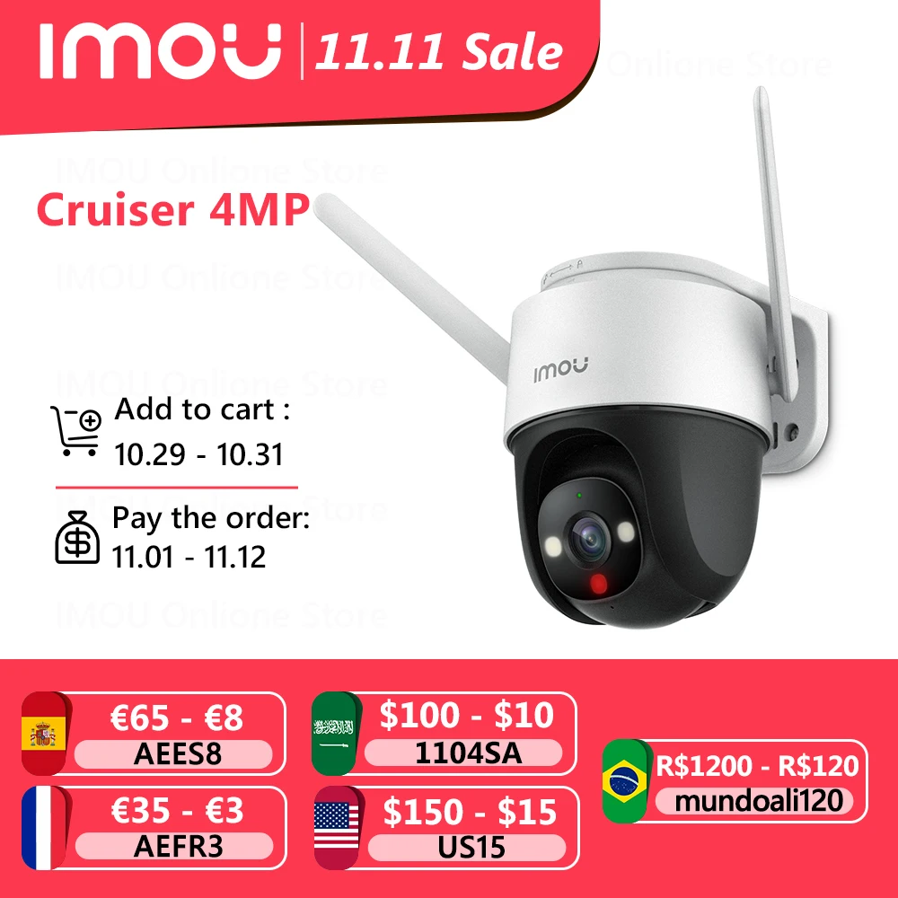 

Dahua Imou Cruiser 4MP PTZ Outdoor IP Camera Full-Color Night Vision Built-in Wifi AI Human Detection Weatherproof Two-Way Talk