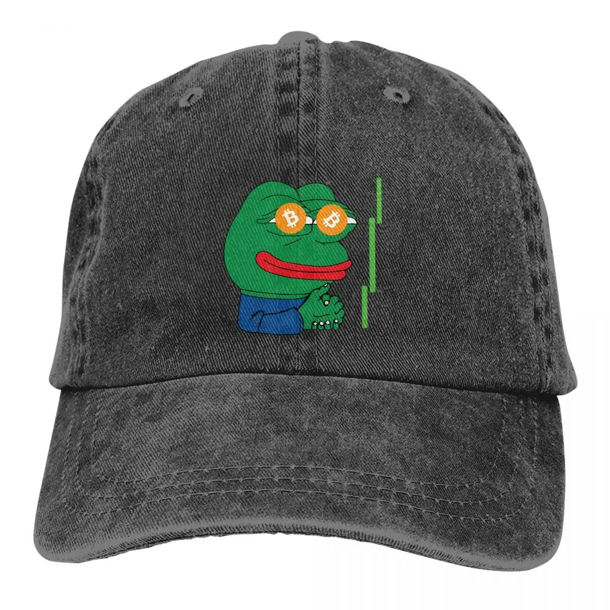 Фото Кепка Bitcoin Crypto Frog Meme Bitcon в стиле ретро, хлопковая, для защиты от солнца, унисекс, повседневная, с застежкой-клипсой №1