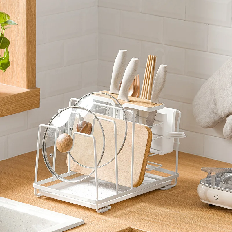 

WHYY Multi-purpose Kitchen Storage Racks Iron Bowl Pot Cover Knife Fork Chopsticks Finishing Drain Holders for Home Accessories