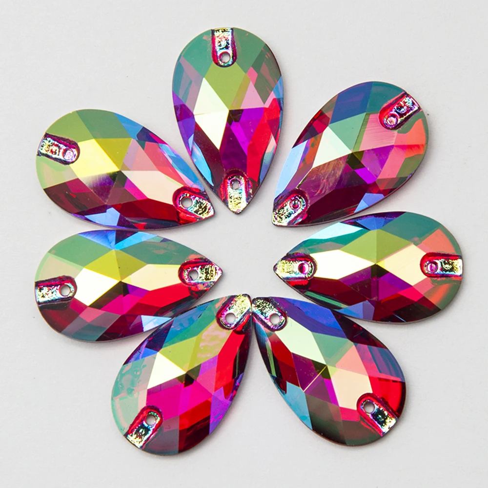 YANRUO 3230 капли фуксия AB стеклянные стразы хрустальные бриллианты аппликация на