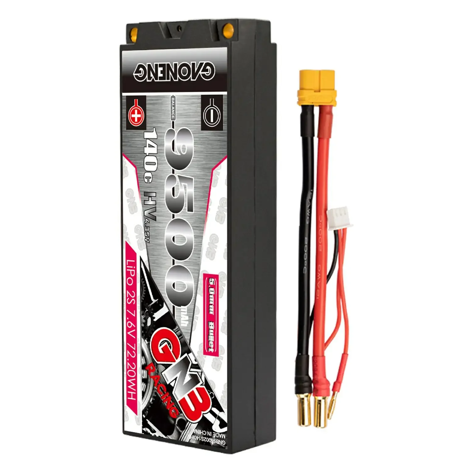 Gaoneng GNB 2S HV 7.6V 9500mAh 140C Hardcase XT60 LiPo Battery