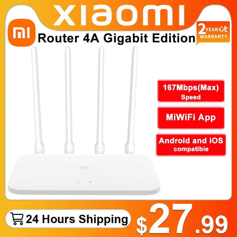

Маршрутизатор Xiaomi Gigabit Version 4A, 2,4 ГГц, 5 ГГц, Wi-Fi, 1167 Мбит/с, Wi-Fi репитер, 128 Мб, DDR3, 4 антенны с высоким коэффициентом усиления, Сетевой удлинитель ...