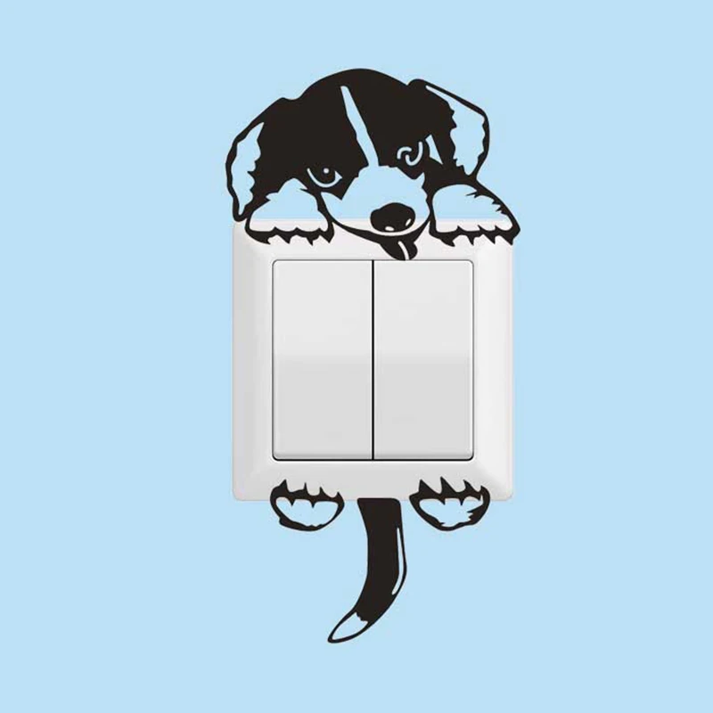 

1PC Cute Dog Switch Sticker Kid Room Bedroom Decoration Home Decor Wall Sticker Removable Waterproof Household Accessories