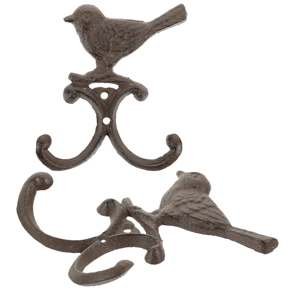 

2 Pcs Cast Iron Bird Hook Bedrooms Decor Metal Wall Hanger Multipurpose Utility