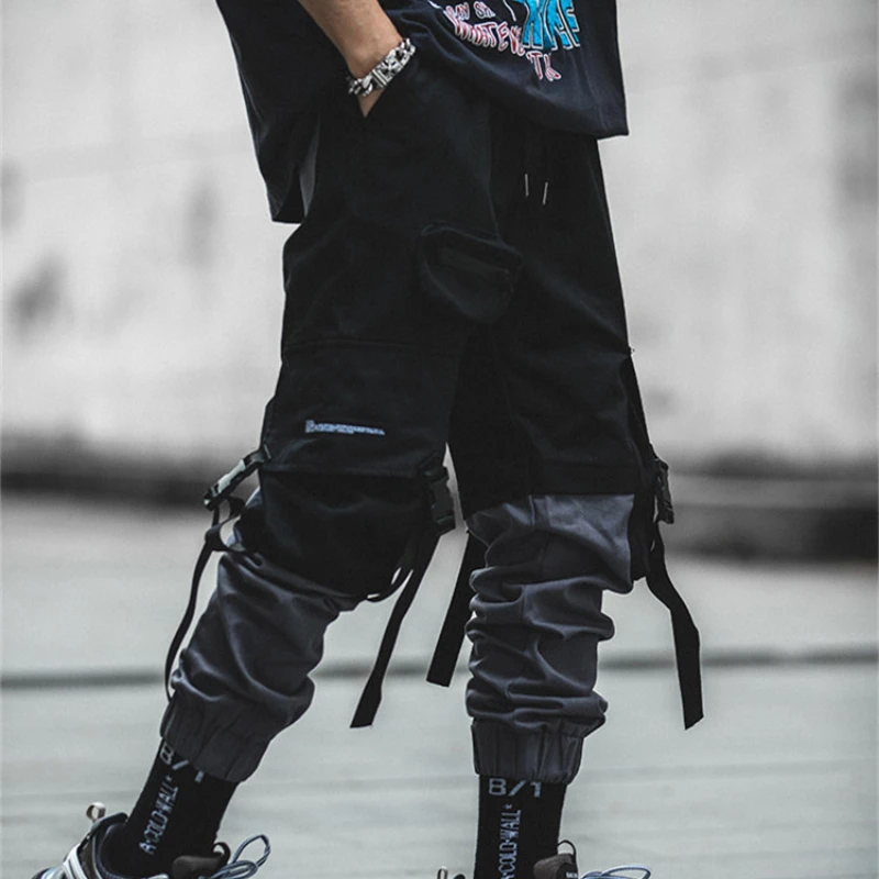 

Hip Hop Joggers Men Korean Style Streetwear Techwear Pants Men Modis Casual Cargo Pants Fashion Spliced Black Kpop Trousers