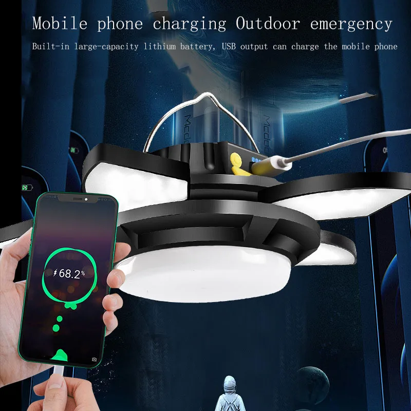 Solar Camping Light USB Rechargeable LED Tent Lantern Portable  Flashlight Emergency Night Market Outdoor Fishing Camping Work