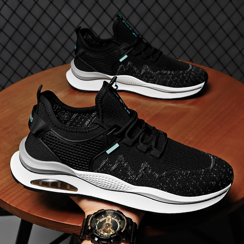 Fashion Trend Running Sneakers for Men Comfort Hard-wearing Athletic Shoes Outdoor Lace-up Tenis Masculino Summer Breathable