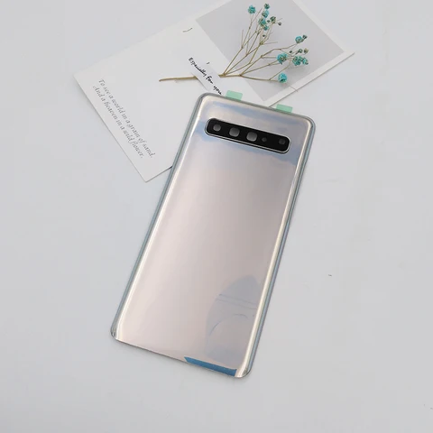 Задняя крышка батарейного отсека для Samsung Galaxy S10 5G G977, задняя крышка для ремонта, задняя крышка телефона с объективом камеры и логотипом