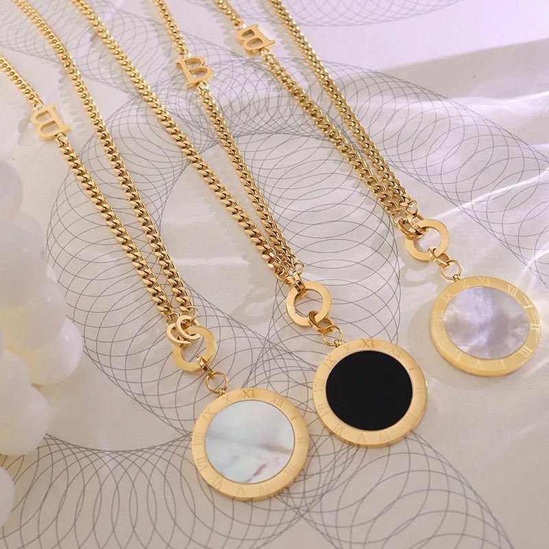 Женское ожерелье с римскими цифрами двусторонний кулон из натуральной ракушки