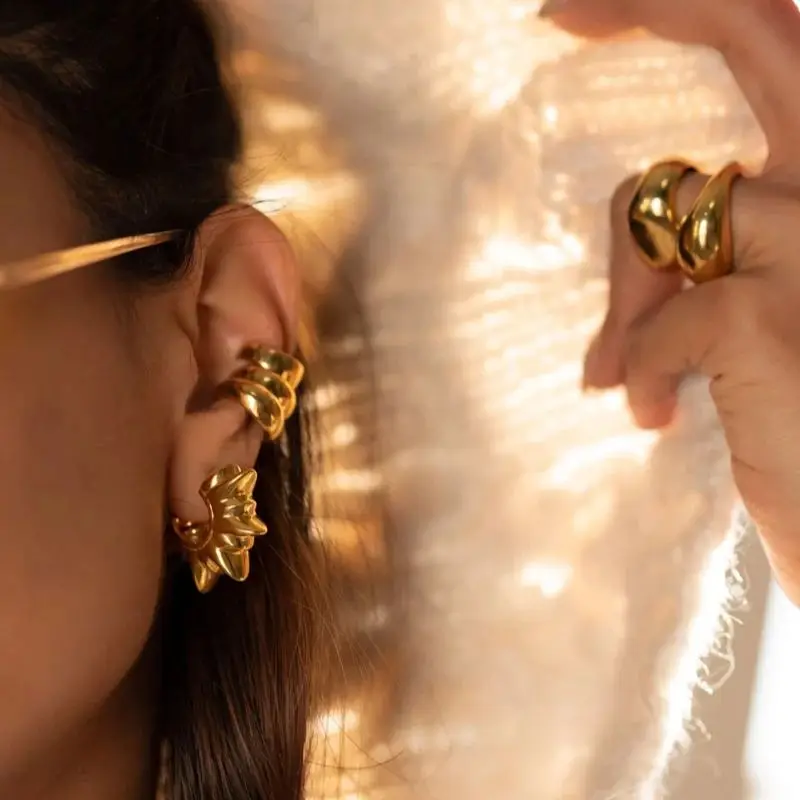 Женские серьги-гвоздики с заклепками позолоченные серьги неправильной формы 18 К