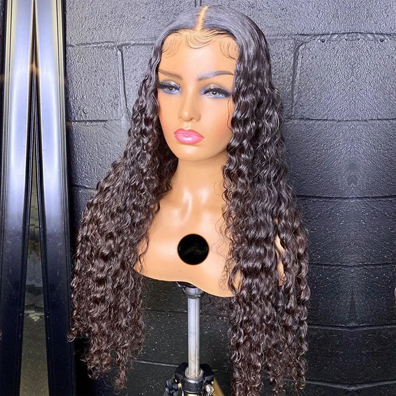 26Inch 180%Density Long Loose Curly Black Natural Hairline Lace Front Wig For Black Women With Baby Hair Heat Temperature