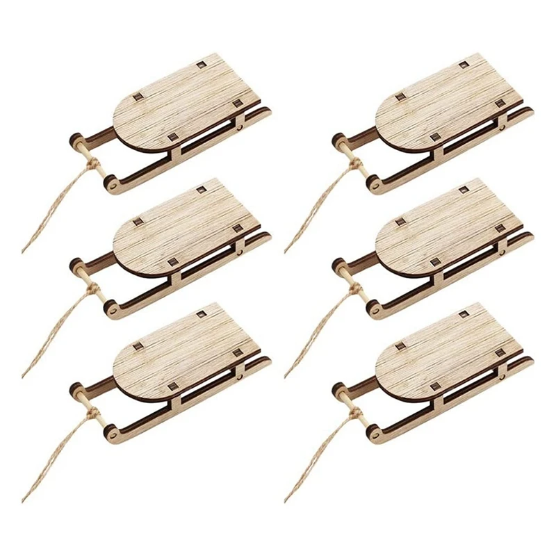 

Miniature Wooden Sled Wood Ornament Tabletop Tree Ornaments Sleighs Mini Craftssanta Decor Rustic Hanging Xmas