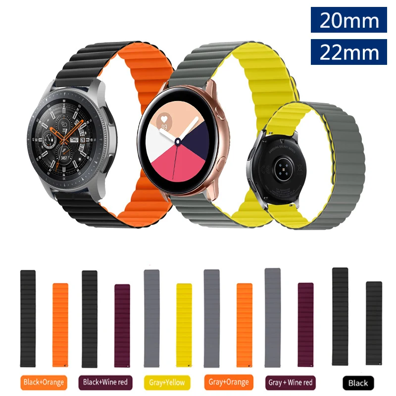 

20mm 22mm Silicone Strap Band For Samsung Galaxy Watch Active 2 Watch4/Galaxy 42mm 46mm Watch3 41mm 45mm Magnetic Loop Watchband