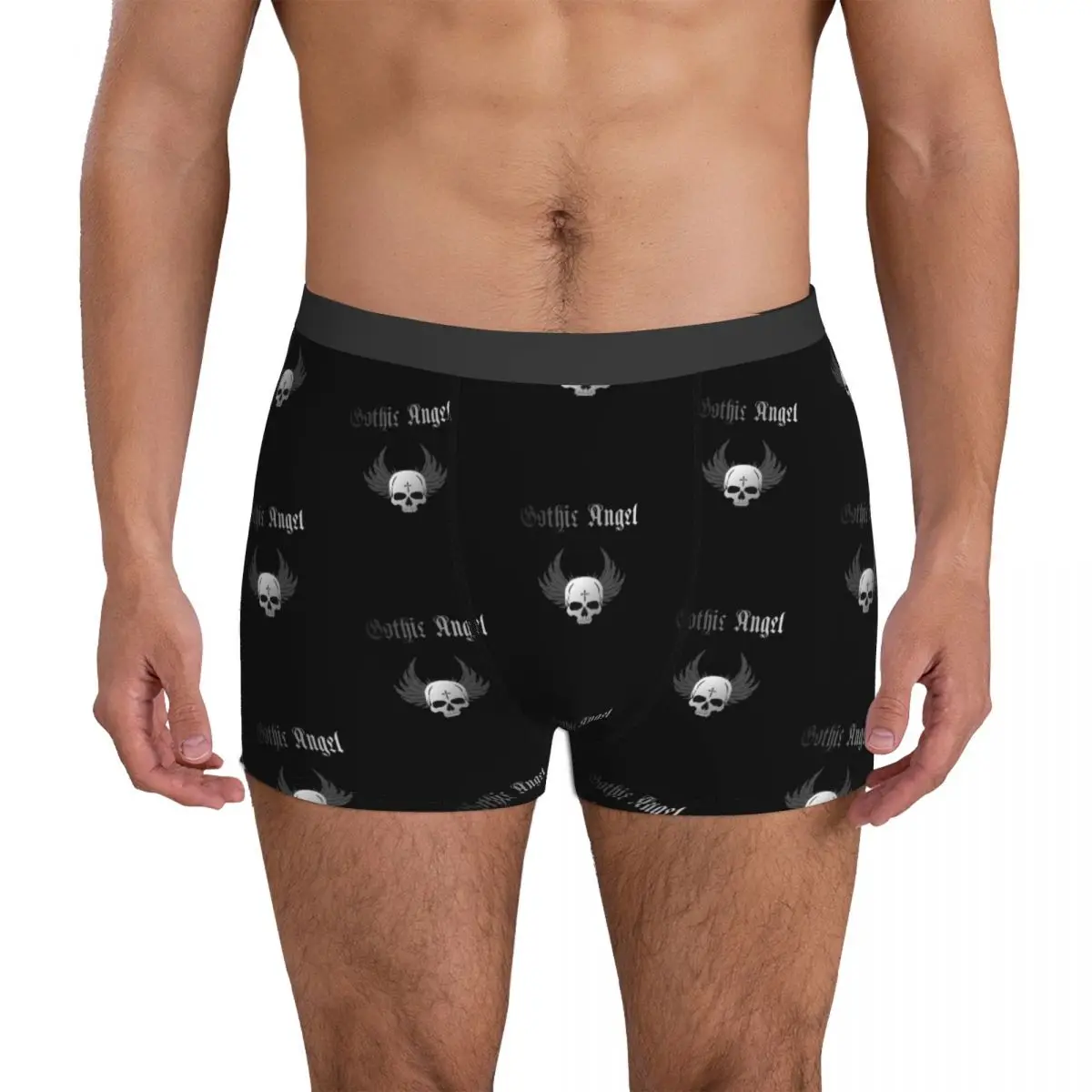 Angel Wings Gothic Underwear skull wings black scene gothic Printing Boxer Shorts Hot Men's Underpants Breathable Boxer Brief