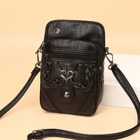 mini shoulder crossbody bags for women vintage pu leather small mobile phone bags with earphone hole casual ladies handbags
