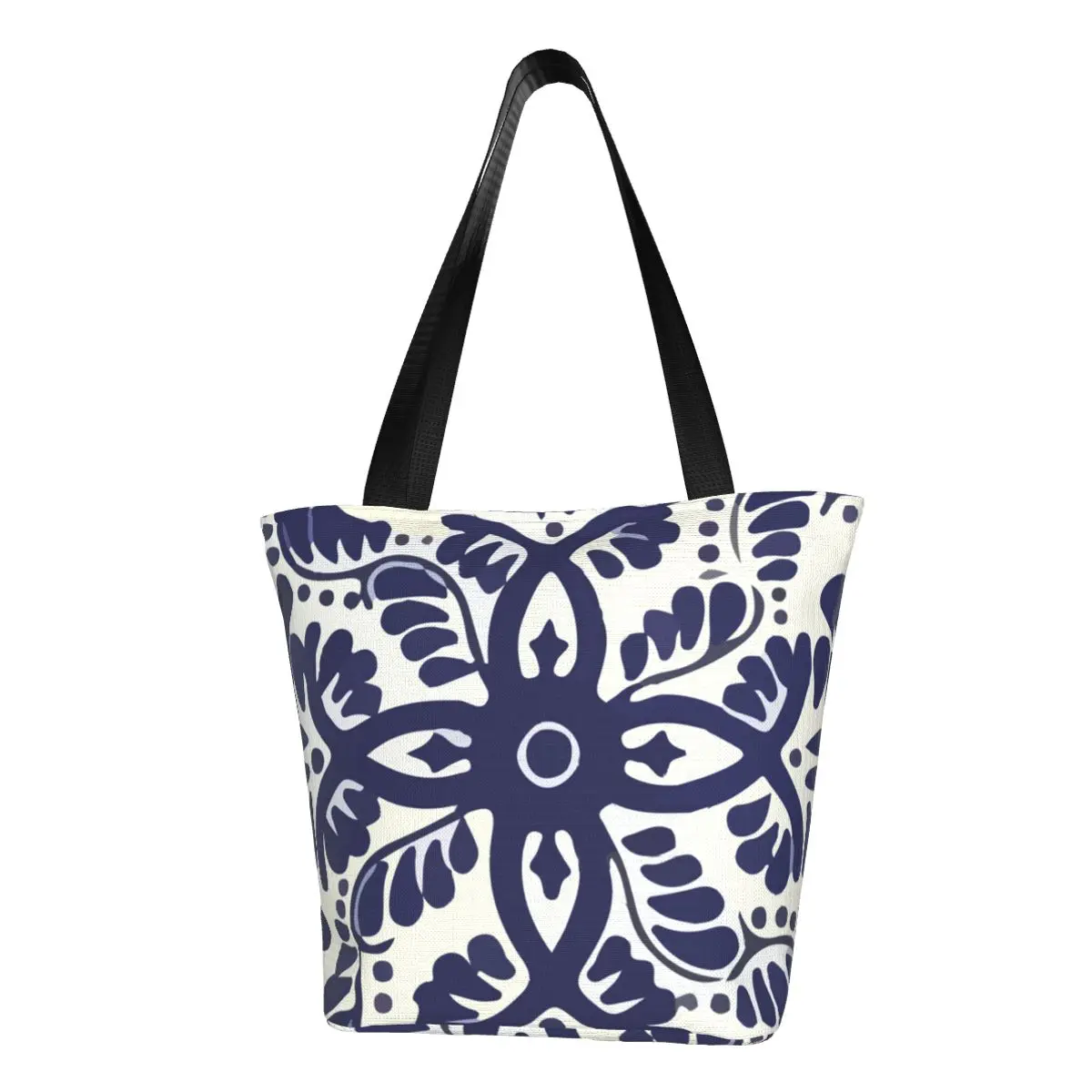 

Темно-синие листья сумка шоппер завод Мексиканская винтажная плитка дизайн пляжные сумки женские сумка через плечо на заказ Эстетическая Сумка-тоут