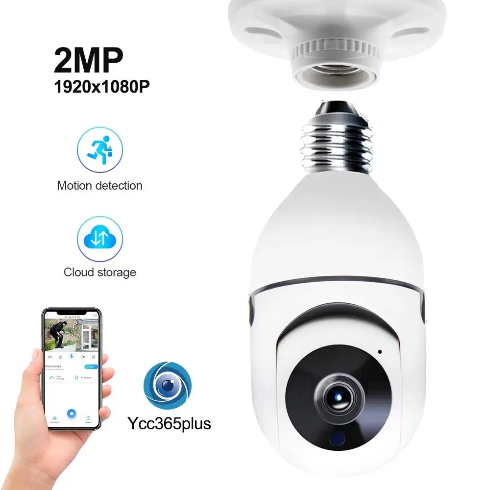 

2MP E27 LED Wireless IP Camera Remote Access Control System Full Color Night Vision Auto Tracking Alarm CCTV Surveillance Cam