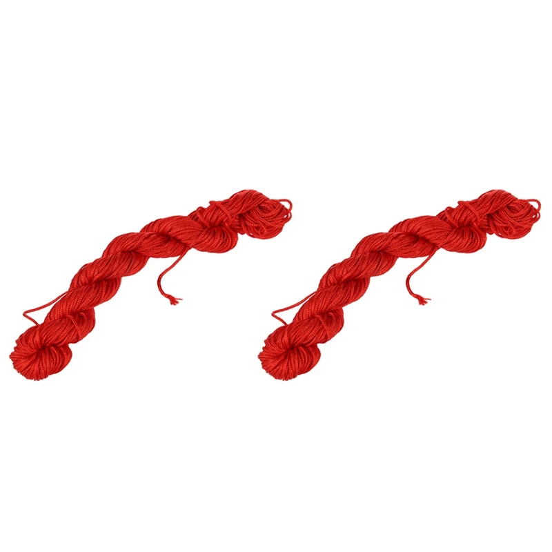 

2 Roll 25M Nylon Cord Thread Chinese Knot Macrame Rattail Bracelet Braided String Red
