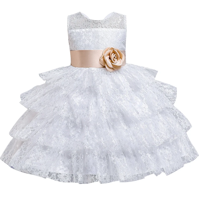 

Flower Baby Girls Dress Opening Ceremony Clothing Silk Tutu Party Evening Elegant Girls Princess Dress Kids Vestidos