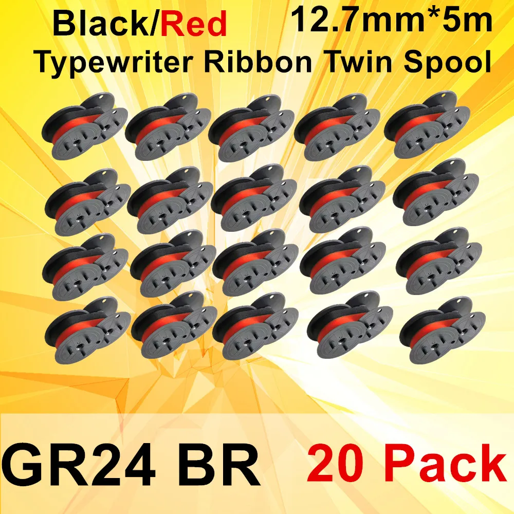 

20PK GR24 Ink Ribbon Typewriter Ribbon Twin Spool Black/Red GR24BR For Canon EP102 For CASIO RB-02 DR-120TM,DR-140TM 12.7mm*5m